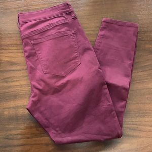 Lularoe Skinny Fit Denim Burgundy Color- Size 32 - NWOT condition